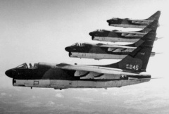 188th Tactical Fighter Squadron A-7D Corsair IIs fly in formation.jpg